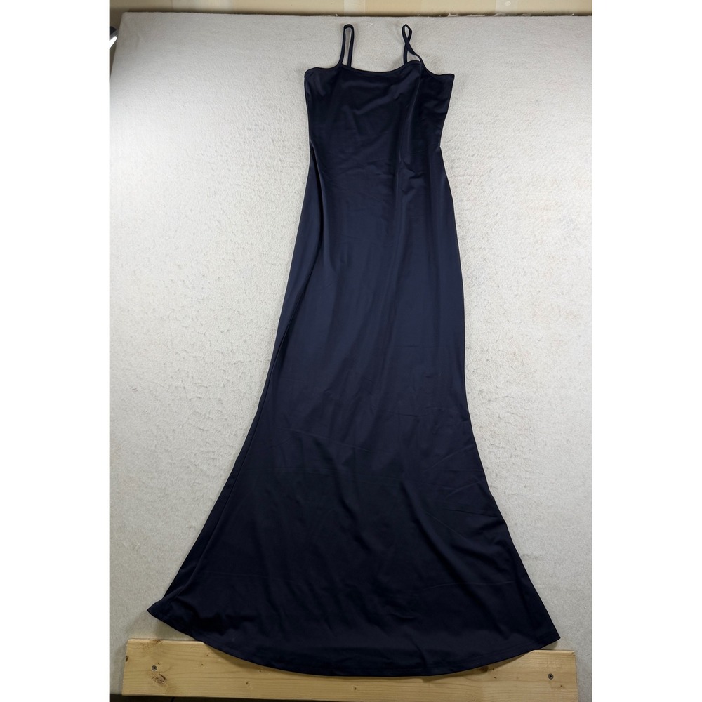 Unbranded Navy Blue Spaghetti Strap Maxi Dress Stretch Floor Length Size M